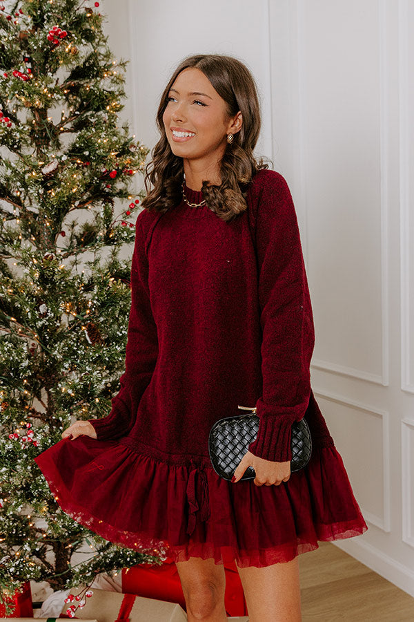long sleeve sweater mini dress Ribbed Mini Dress Magenta / Medium