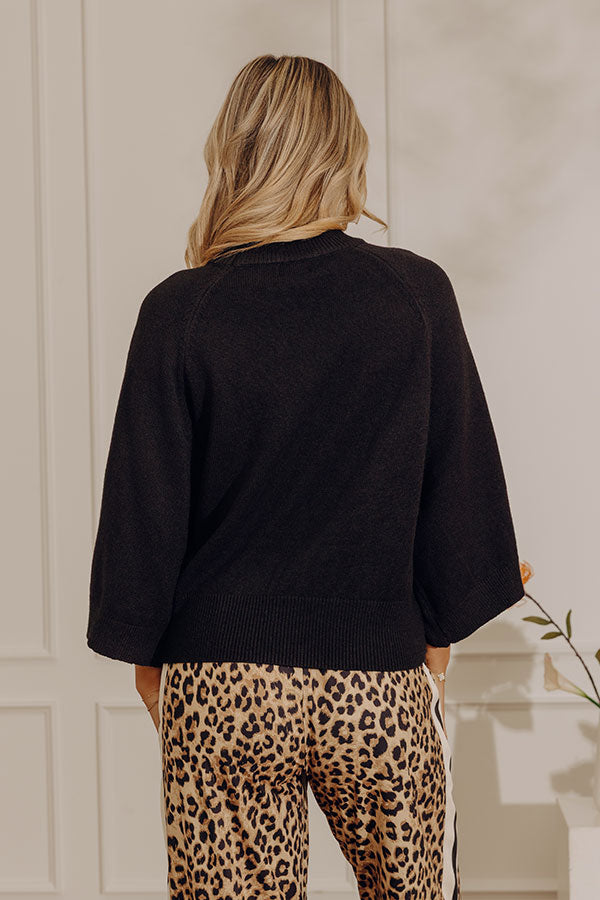 Downtown Cozy Knit Sweater Top in Black Image - 4