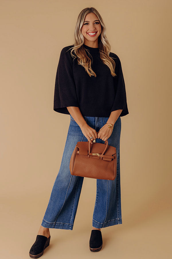 Downtown Cozy Knit Sweater Top in Black Image - 1