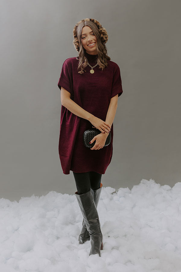 winter dress knit Passport To Paris Knit Sweater Mini Dress L / windsor-wine