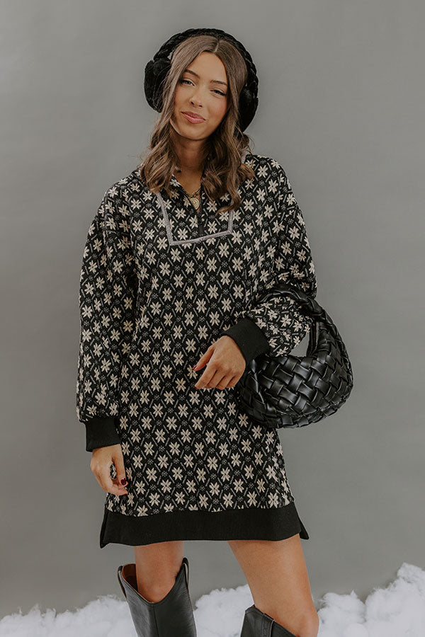 Petal Party Floral Knit Jacquard Mini Dress M / Black Petal Party Floral Knit Jacquard Mini Dress M / Black