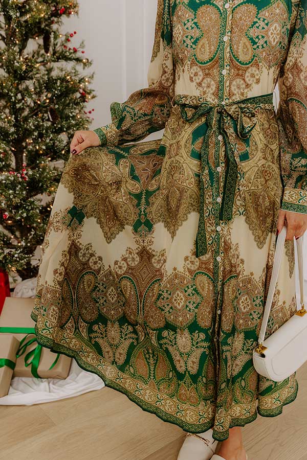 Weekend in London Paisley Button Down Midi Dress S / green