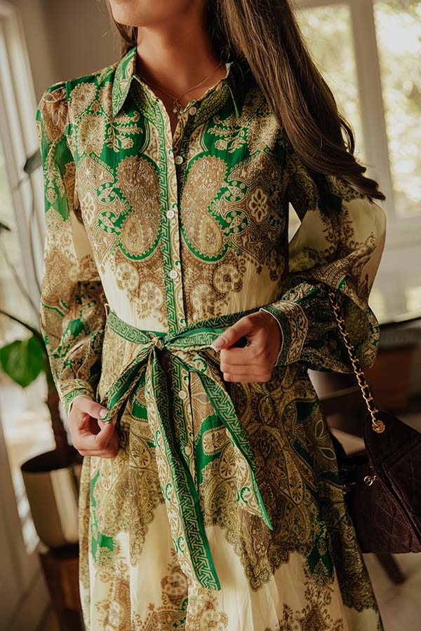 Weekend in London Paisley Button Down Midi Dress Image - 2