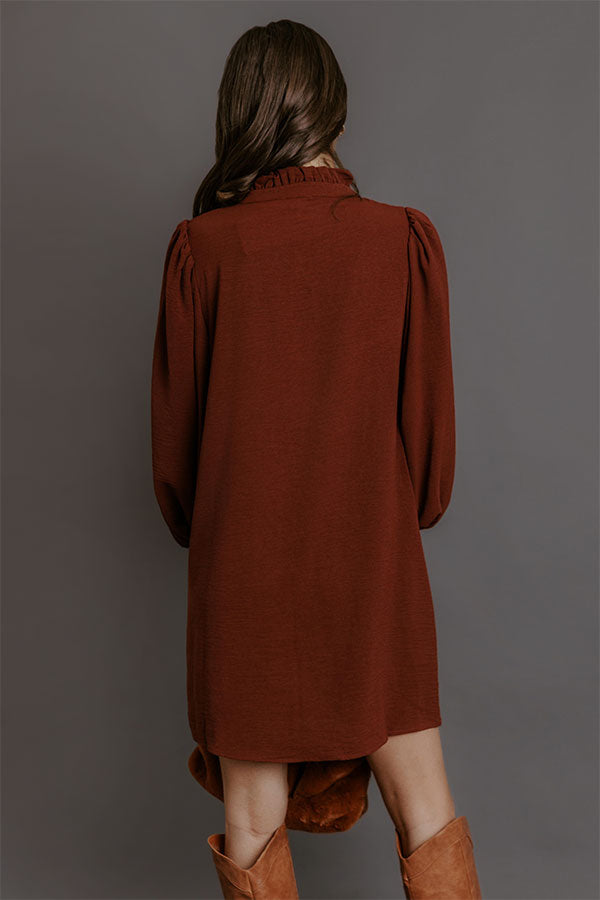 Falling for You Ruffle Mini Dress S / chocolate Falling for You Ruffle Mini Dress S / chocolate