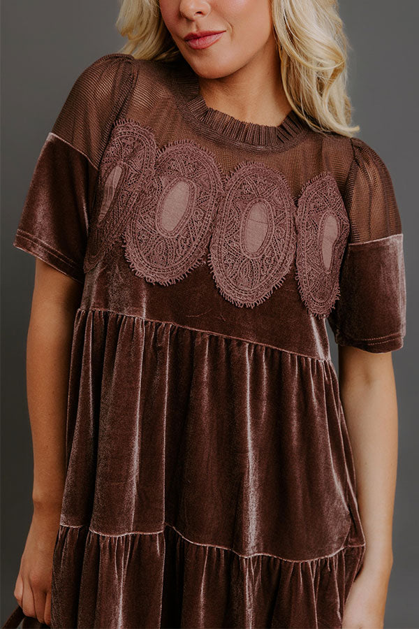 Velvet Essence Lace Detail Dress Small (2/4) / Chocolate Brown Velvet Essence Lace Detail Dress Small (2/4) / Chocolate Brown
