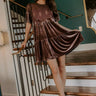 Delicate Daze Velvet Mini Dress in Chocolate Image - 1