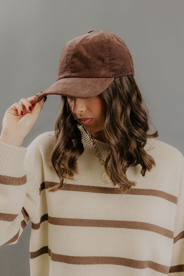 Girl On The Go Corduroy Baseball Cap in Chestnut