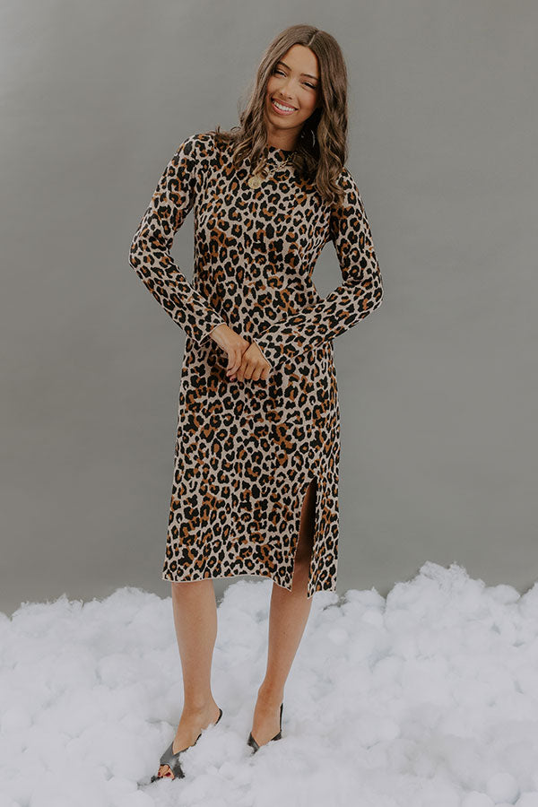 Metro Muse Knit Leopard Midi Dress