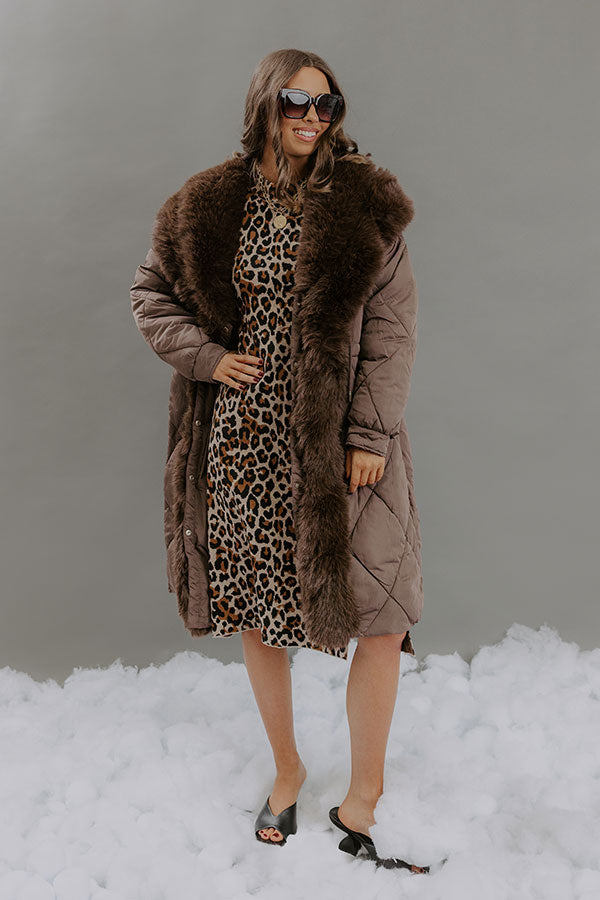 Metro Muse Knit Leopard Midi Dress L / Iced Latte Metro Muse Knit Leopard Midi Dress L / Iced Latte