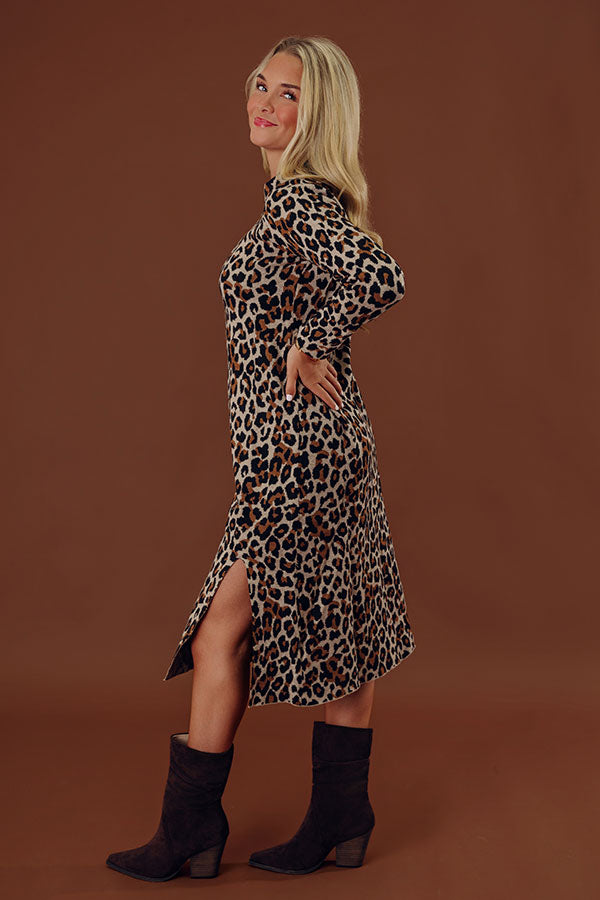 Metro Muse Knit Leopard Midi Dress Image - 2
