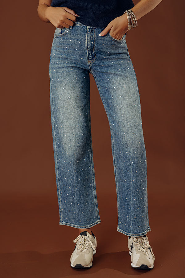 The Quinn High Waist Embellished Straight Leg Jean