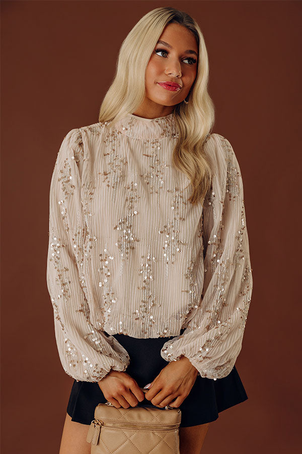 Sparkle Society Sequin Pleated Top Image - 2