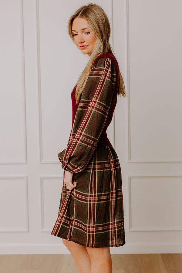Mulberry Kiss Plaid Mini Dress XL / merlot Mulberry Kiss Plaid Mini Dress XL / merlot