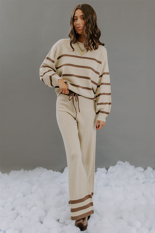 Cozy Darling High Waist Stripe Knit Pants