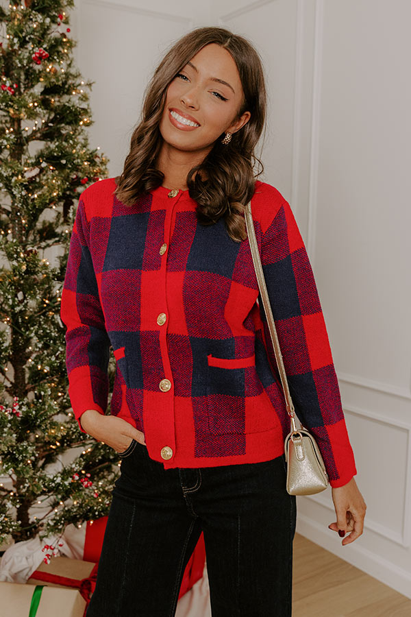 Plaid Kisses Knit Cardigan Image - 2