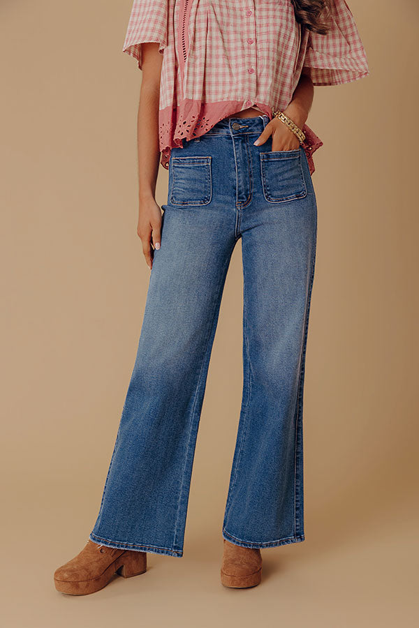 The Tracy High Waist Flares in Medium Wash