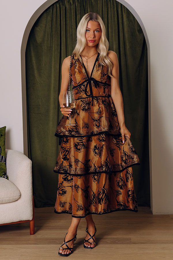 Blooming Grace Floral Tiered Midi Dress Image - 1