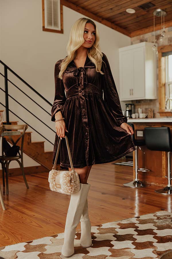 Luxe Gathering Velvet Mini Dress Image - 1