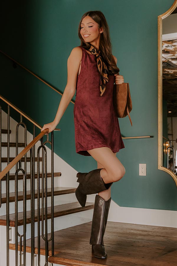 Madison Avenue Chic Faux Suede Mini Dress Image - 1