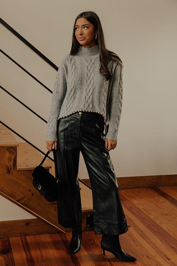 The Hazel High Waist Faux Leather Wide Leg Pants in Black Image - 1