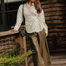 The Hazel High Waist Faux Leather Wide Leg Pants in Martini Olive Image - 1
