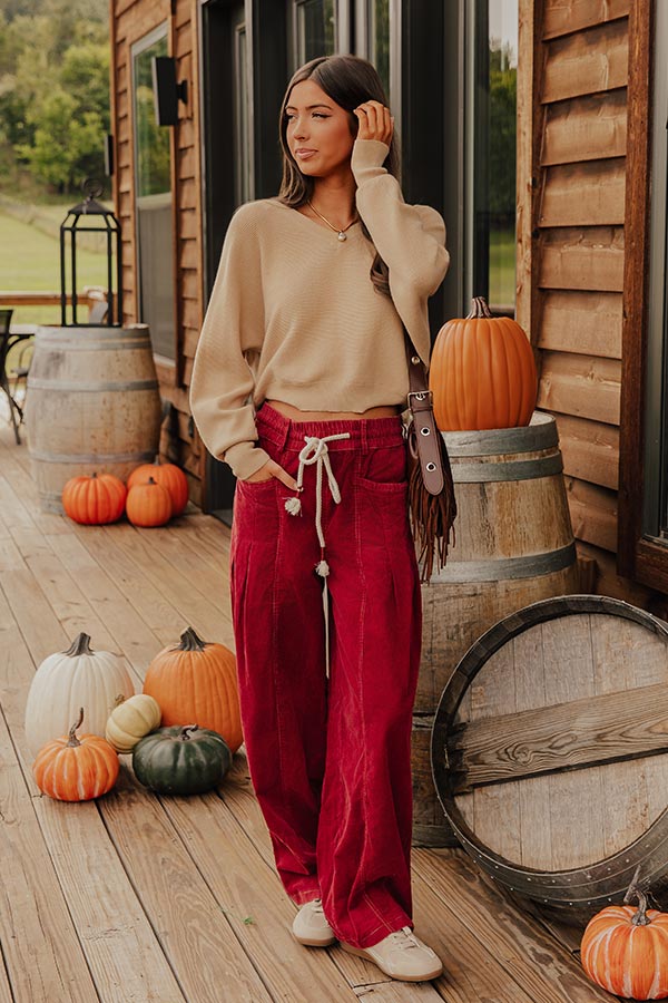 The Harper High Waist Corduroy Barrel Leg Pants