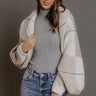 Cozy Lane Knit Plaid Shrug Cardigan in Oatmeal Image - 1