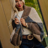 Cozy Lane Knit Plaid Shrug Cardigan in Charcoal Image - 1