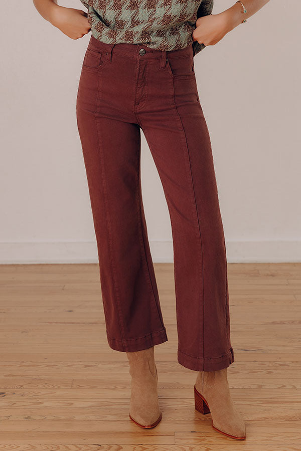 RISEN Sloane High Waist Wide Leg Jeans in Brown