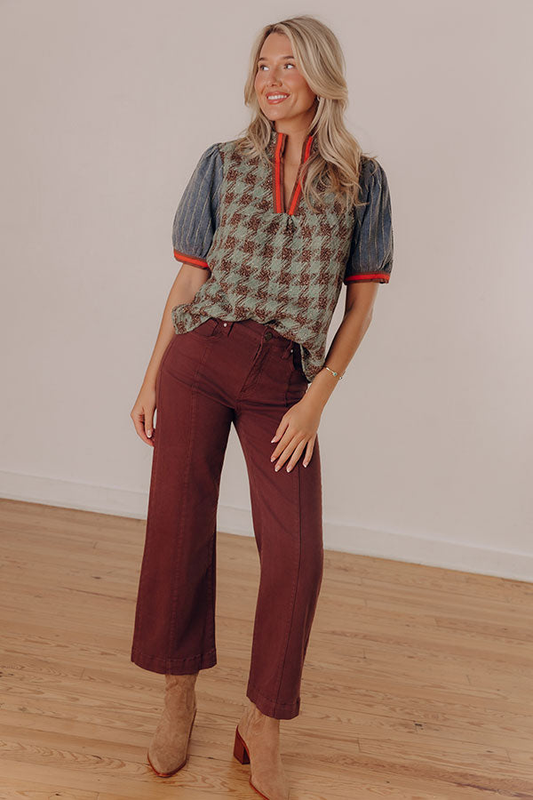 RISEN Sloane High Waist Wide Leg Jeans in Brown Image - 2