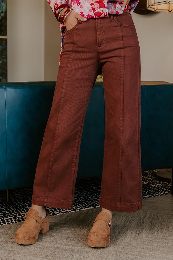 RISEN Sloane High Waist Wide Leg Jeans in Brown Image - 1