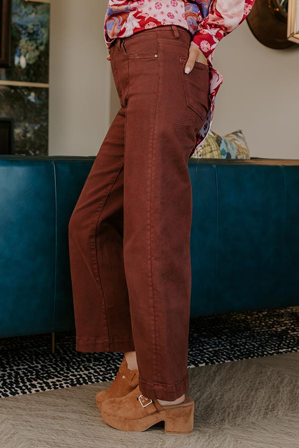 RISEN Sloane High Waist Wide Leg Jeans in Brown Image - 2