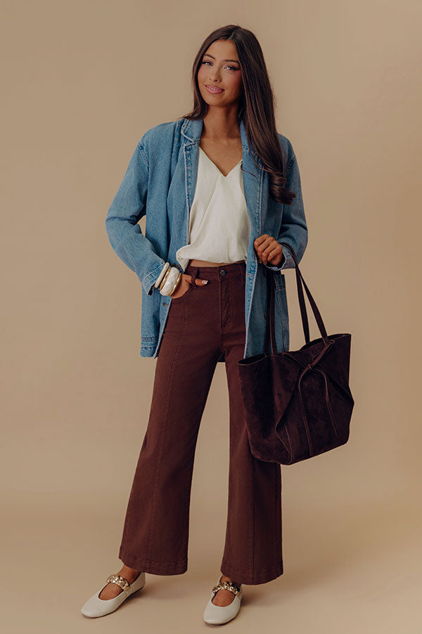 RISEN Sloane High Waist Wide Leg Jeans in Brown