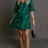 Holiday Happiness Floral Jacquard Mini Dress in Hunter Green Image - 1