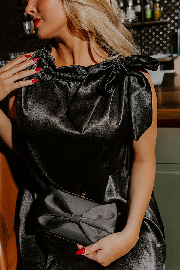 satin bow shift mini dress French Connection Women's Jaxon Bow Shift Mini Dress