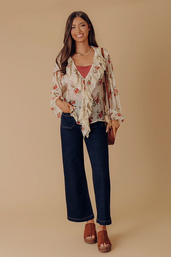 JUST USA Sailor High Waist Wide Leg Jean in Dark Wash
