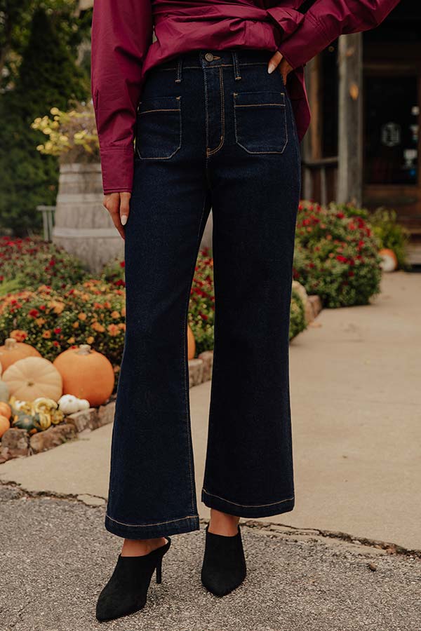 JUST USA Sailor High Waist Wide Leg Jean in Dark Wash Image - 2