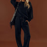 Sparkling Personality High Waist Embellished Straight Leg Pants in Black Image - 1