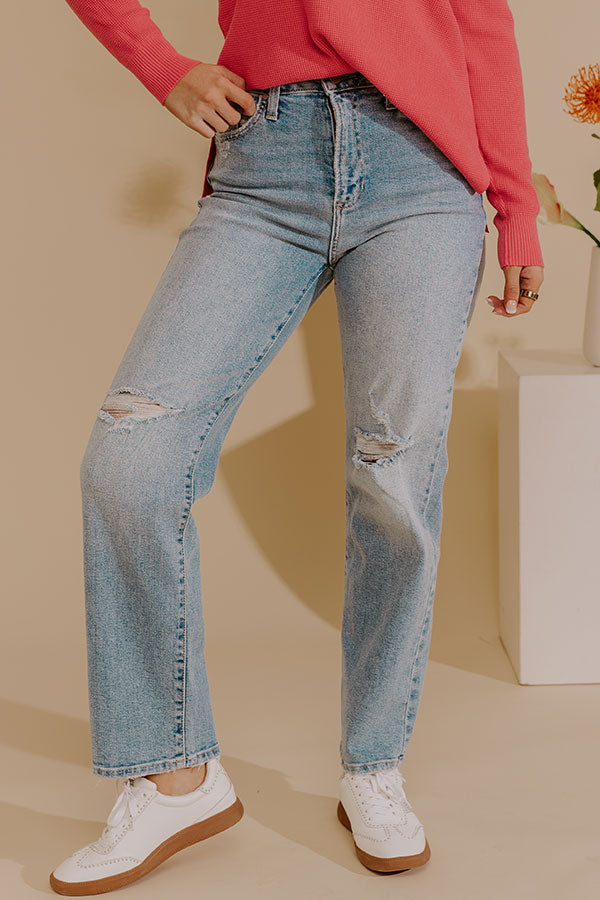 JUST USA June High Waist Distressed Dad Jean