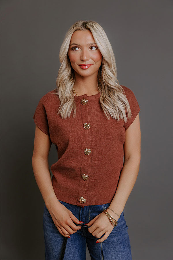 Heartfelt Moment Knit Button Up Top
