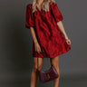 Holiday Happiness Floral Jacquard Mini Dress in Merlot Image - 1