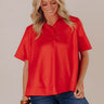 Sip And Shine Button Up Top in Red Image - 1