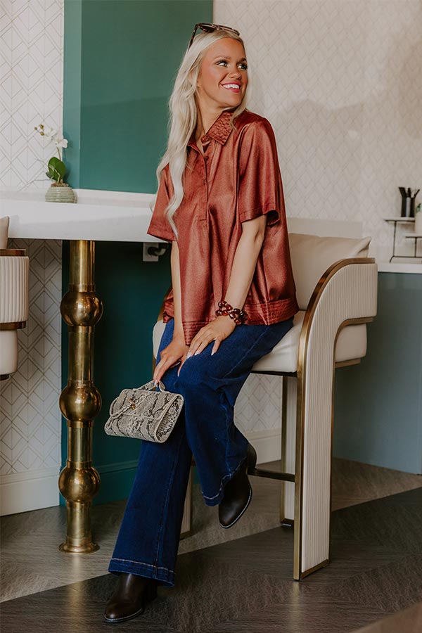 Sip And Shine Button Up Top in Cinnamon Image - 1