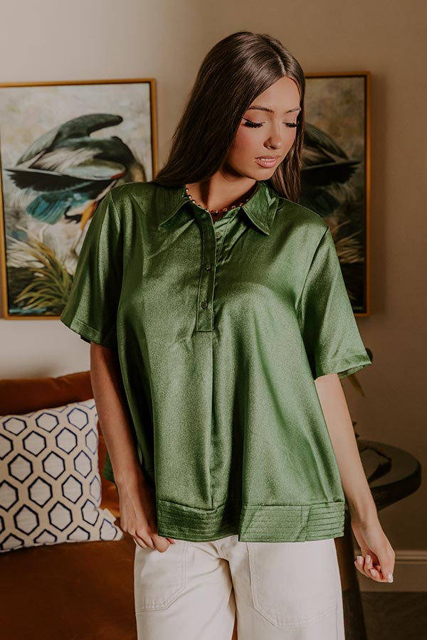 Sip And Shine Button Up Top in Green Image - 2