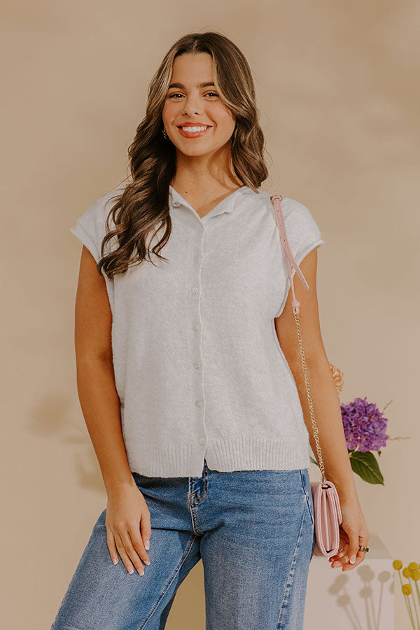 Bound In Style Knit Top in Light Grey