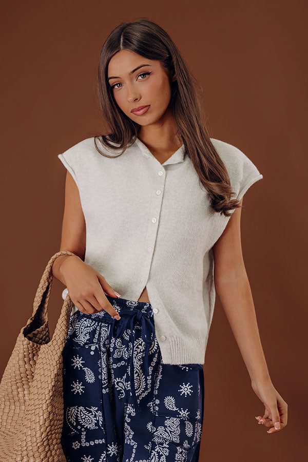 Bound In Style Knit Top in Light Grey