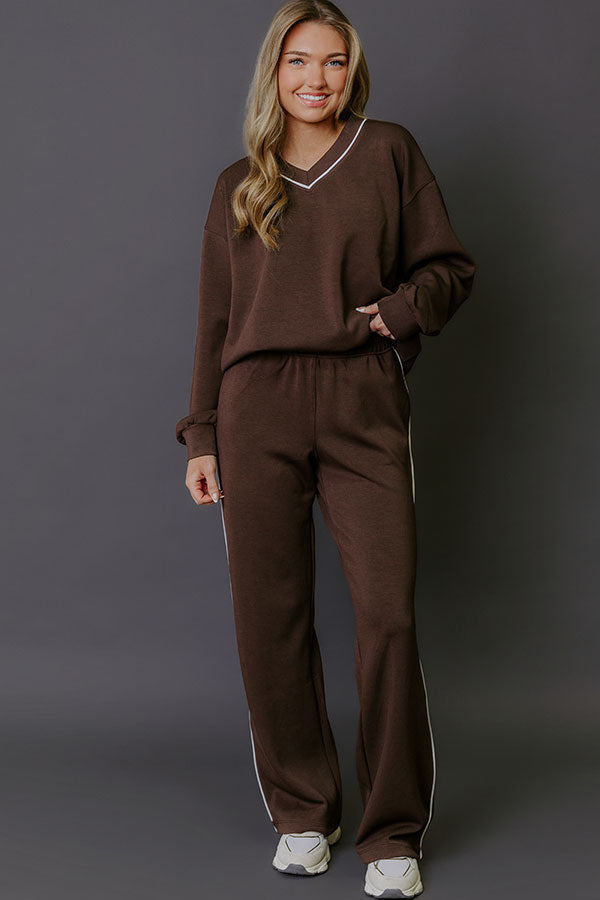 Elite Comfort High Waist Scuba Straight Leg Pants in Chestnut