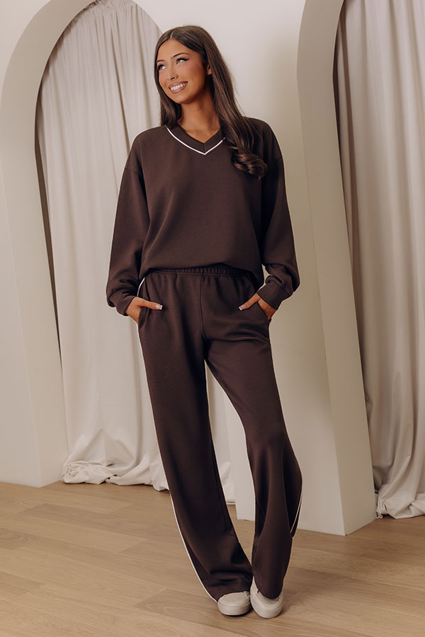 Elite Comfort High Waist Scuba Straight Leg Pants in Chestnut
