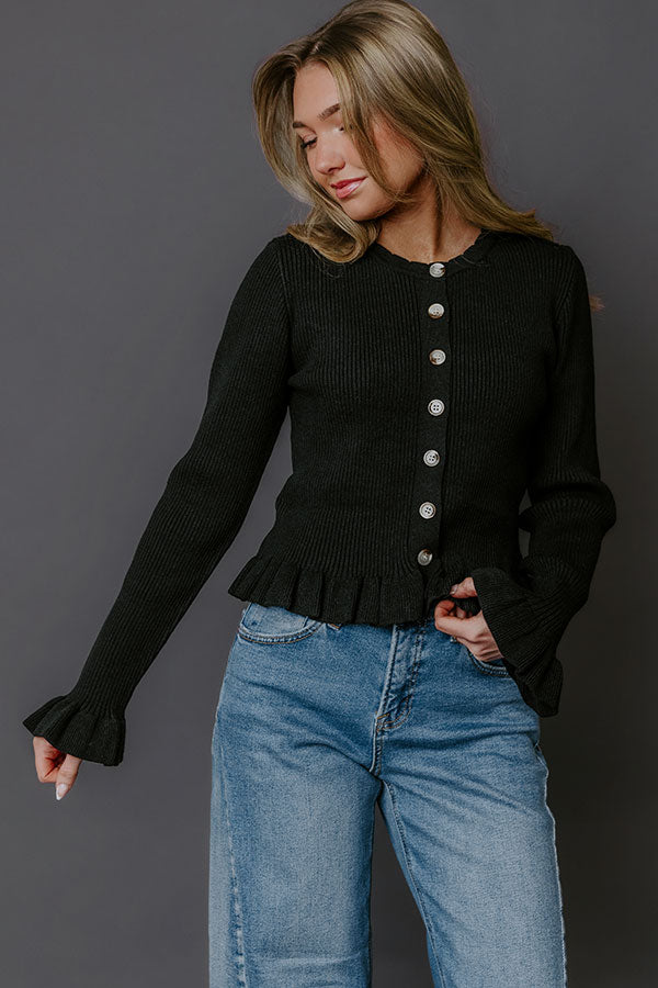 Modern Classic Knit Sweater Top in Black