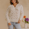 Coquette Comfort Pointelle Knit Sweater in Cream Image - 1
